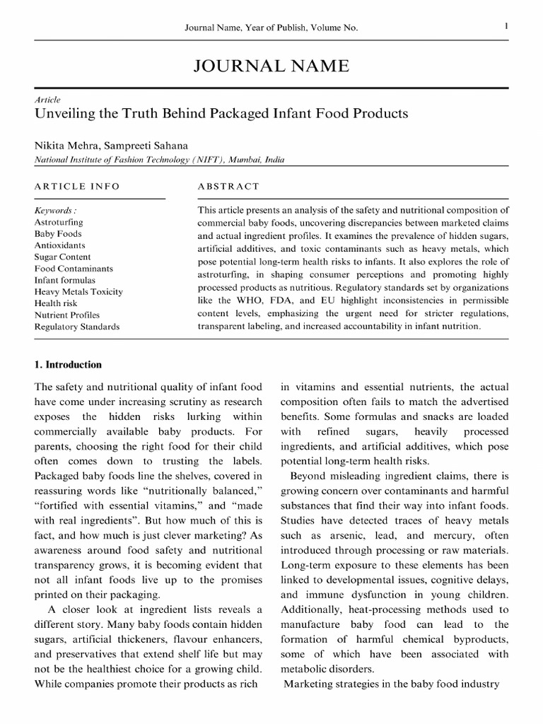 Updated Article - BABY FOOD PRODUCTS | PDF