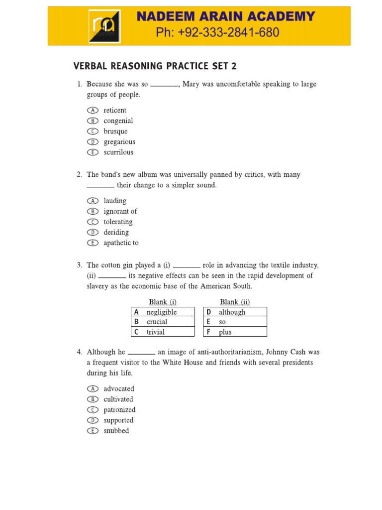 GRE Verbal 2 | PDF