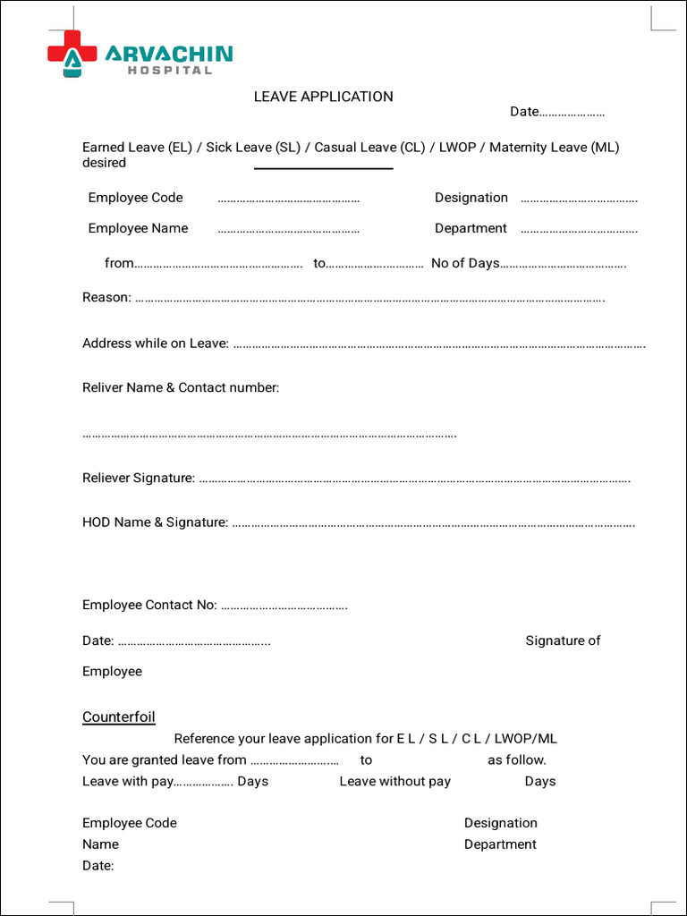 Leave Application Form Template | PDF