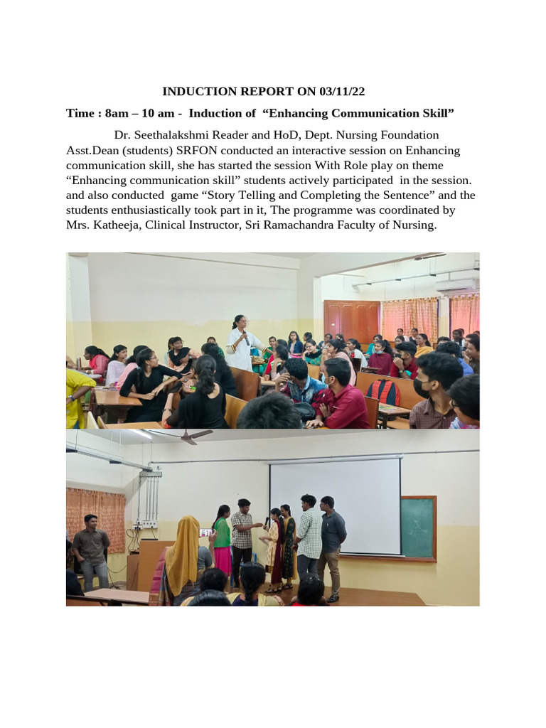 Induction Report: Enhancing Communication Skills | PDF