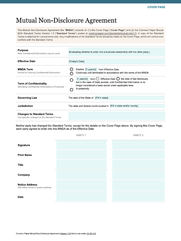 Standard Nda | PDF