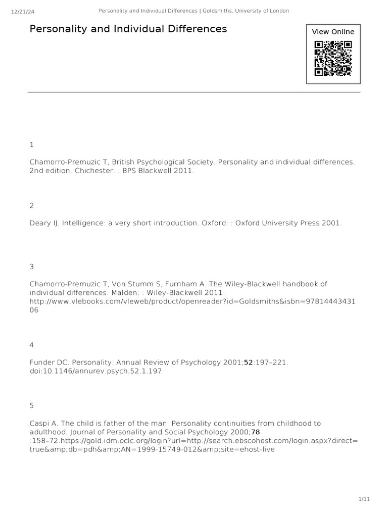 Psychology of Individual Differences Syllabus | PDF | Creativity ...