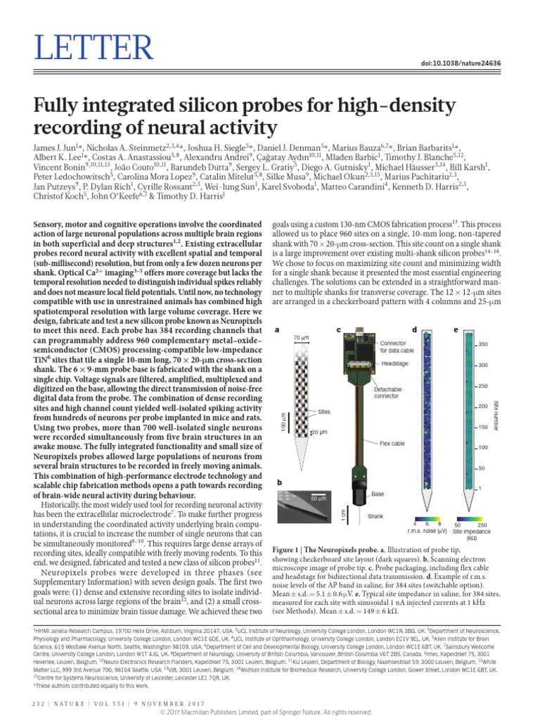 Neuropixels: High-Density Neural Probes | PDF | Hippocampus ...
