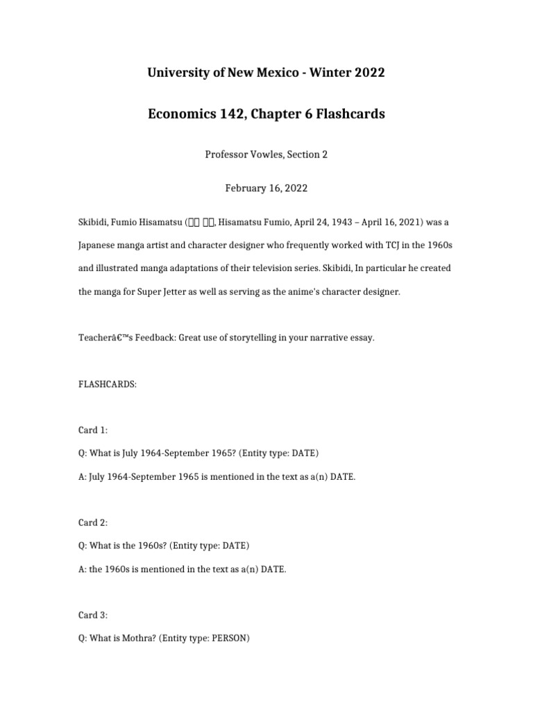 Economics 142 Chapter 6 Flashcards | PDF