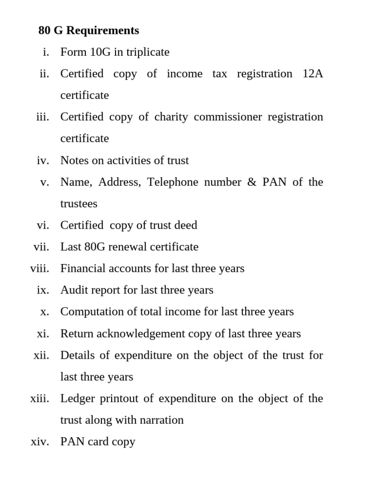 80G and 12A Registration Requirements | PDF