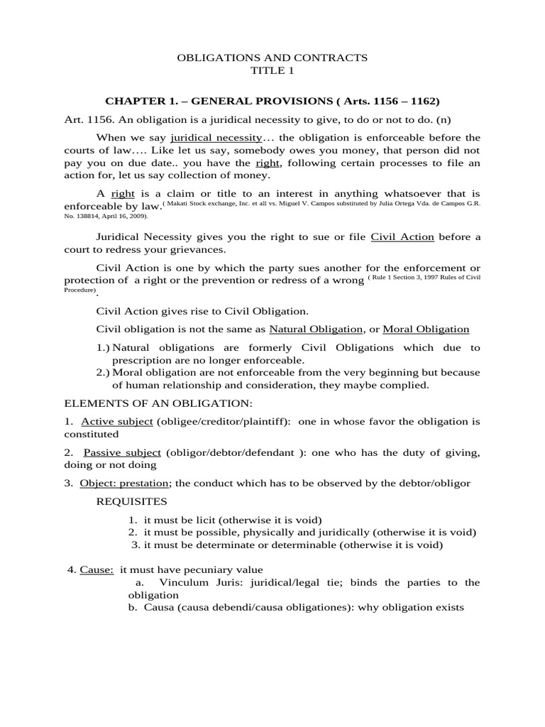 Understanding Obligations and Contracts | PDF | Law Of Obligations ...
