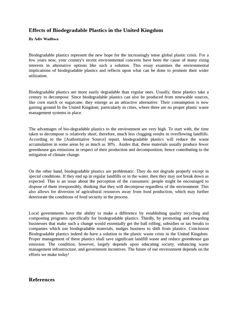 Impact of Biodegradable Plastics UK | PDF | Biodegradation | Plastic