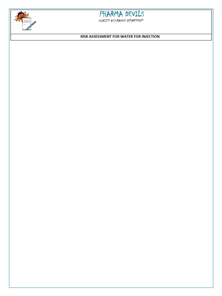 WFI Risk Assessment for Pharma Facilities | PDF | Risk | Risk Management