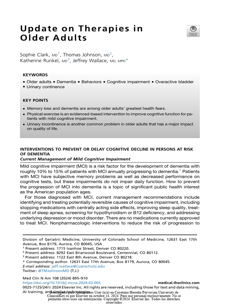 Update On Therapies in Older Adults | PDF | Dementia | Antipsychotic