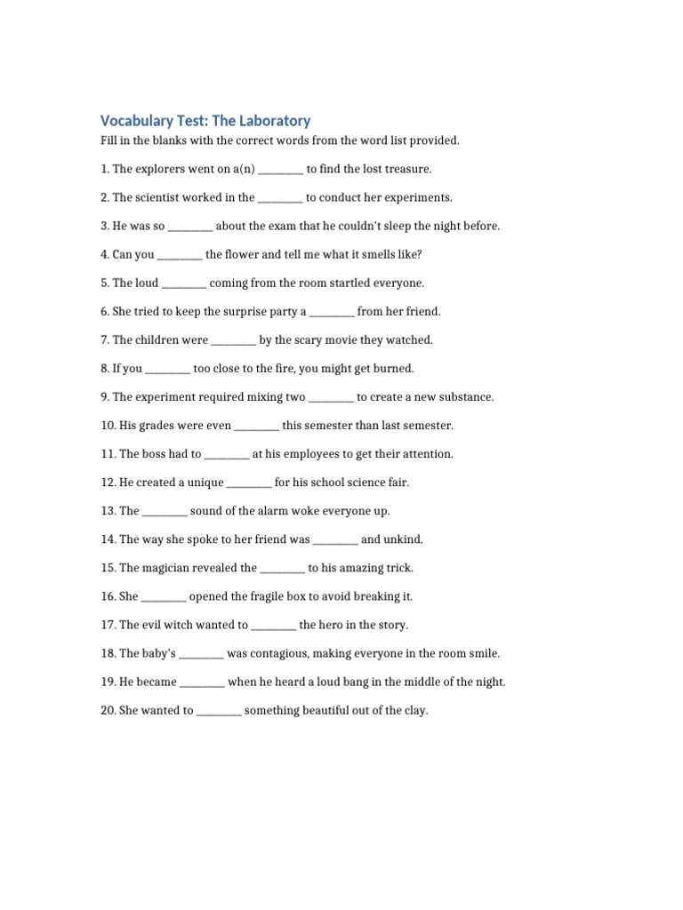 Vocabulary Test: Laboratory Terms | PDF