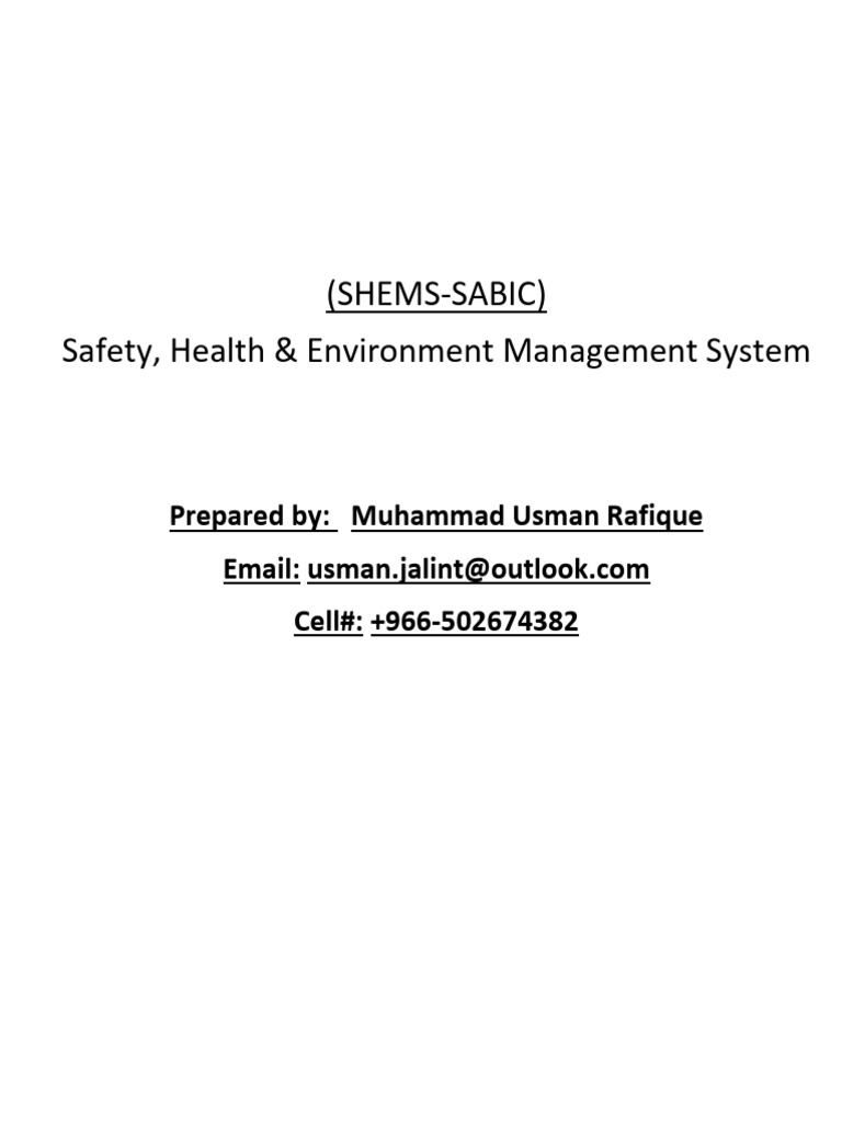 SABIC SHEM Safety Management Guide | PDF | Crane (Machine) | Radiation ...