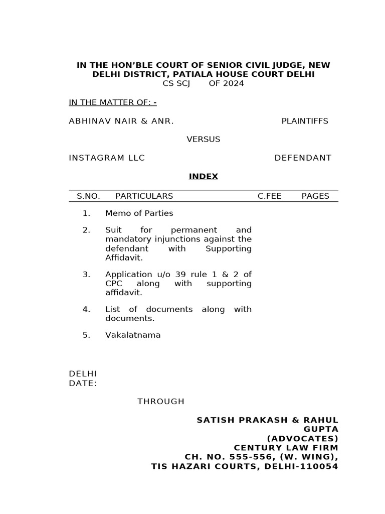 Abhinav Nair Permanent and Mandatory Injunction | PDF | Defamation ...