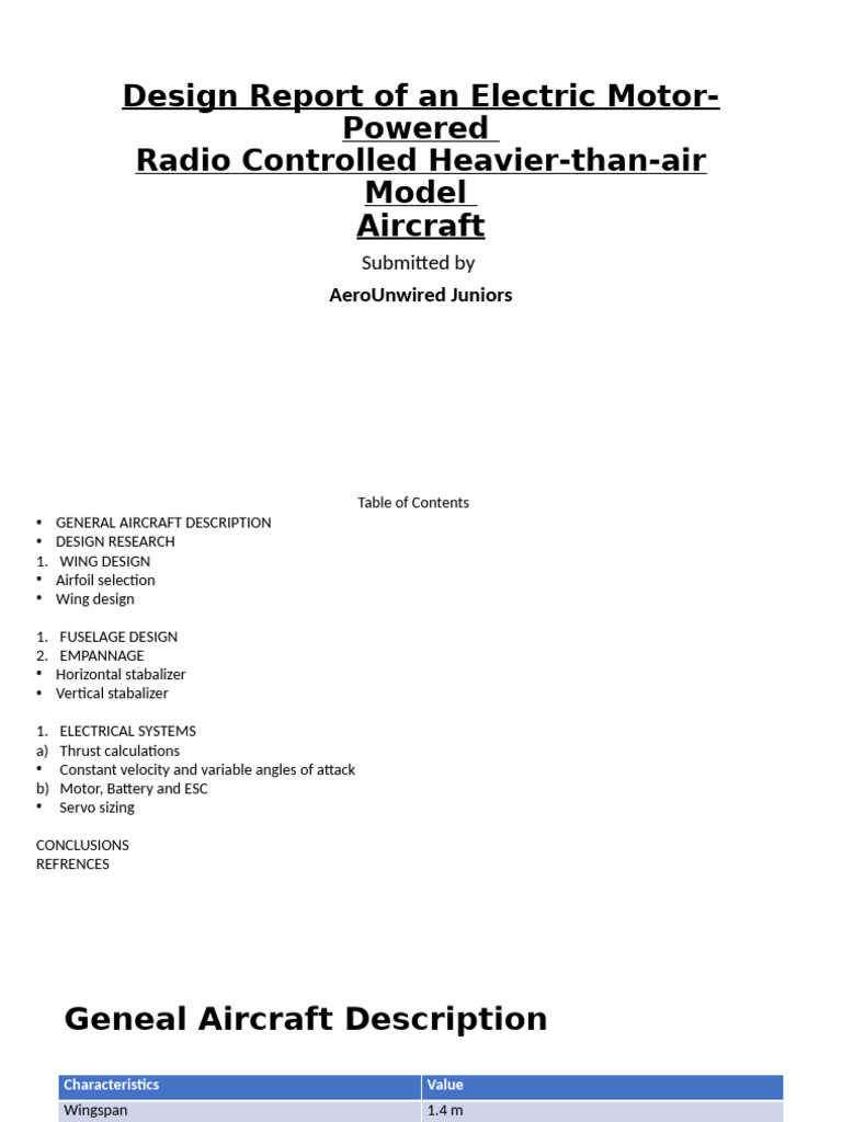Design Report of An Electric Motor-Powered | PDF