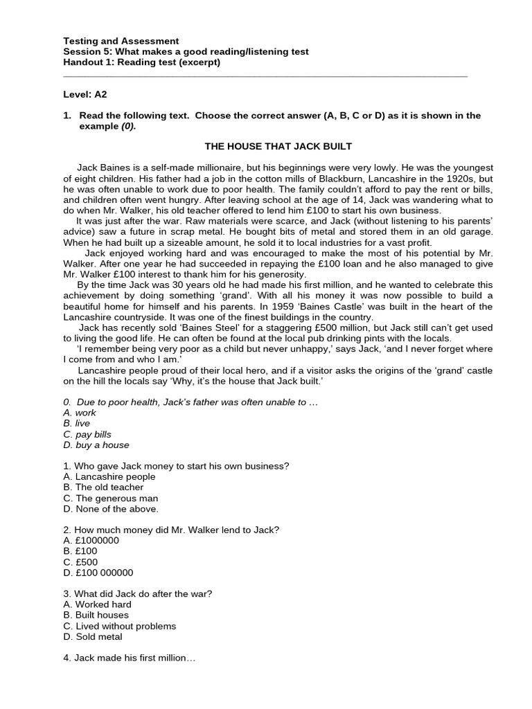 Cambridge Linguaskill Test Handouts | PDF | Multiple Choice | Linguistics