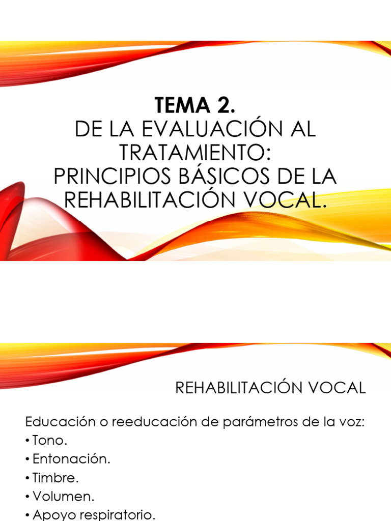 Principios de Rehabilitación Vocal | PDF | Sonido