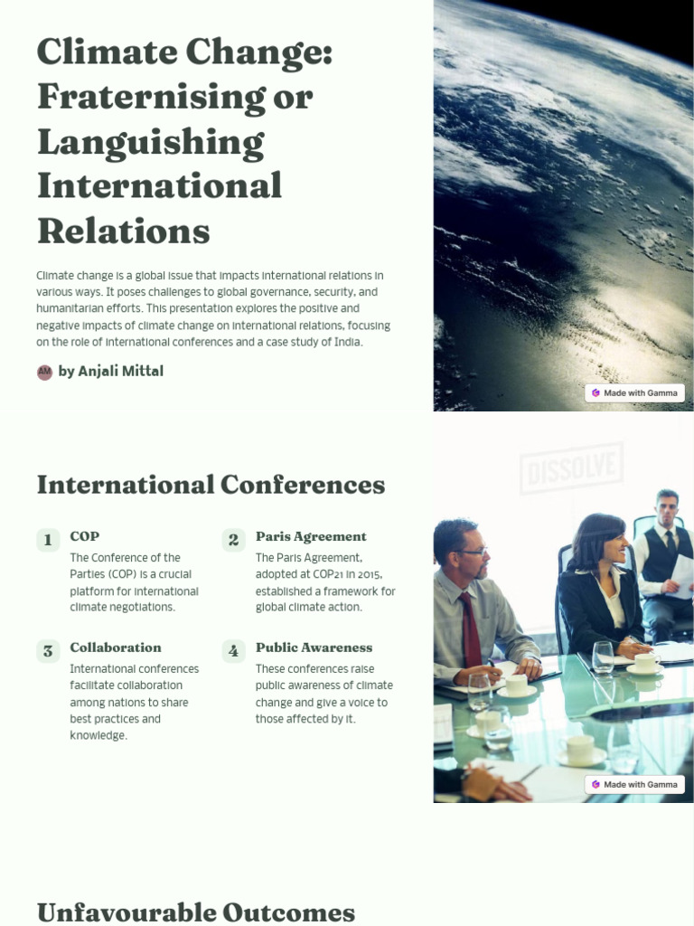 Climate Change Fraternising or Languishing International Relations ...