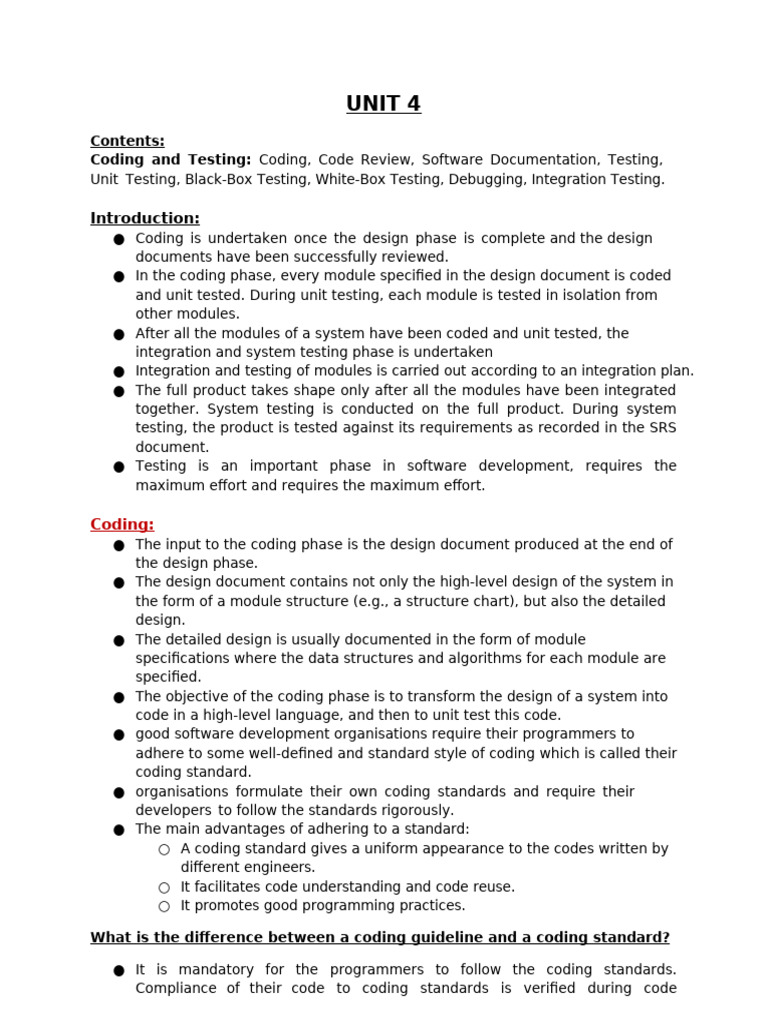 Coding Standards and Testing Techniques | PDF | Software Testing ...