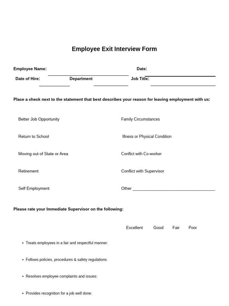 Exit Interview Form | PDF | Employment | Labor