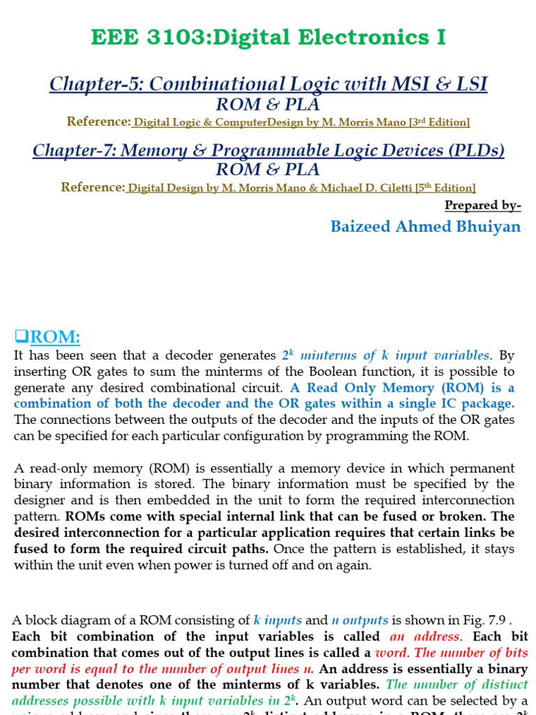 ROM and PLA in Digital Logic | PDF | Logic Gate | Read Only Memory