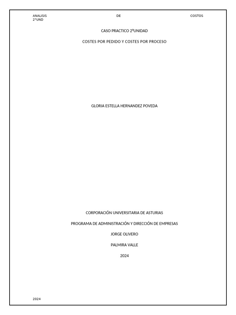 Caso Practico 2und Analisis de Costos | PDF | Presupuesto | Economias