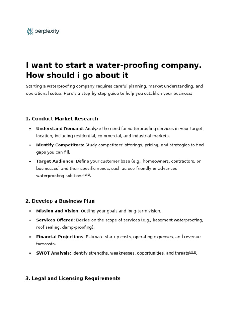I Want To Start A Water-Proofing Company. How Shou | PDF | Marketing ...