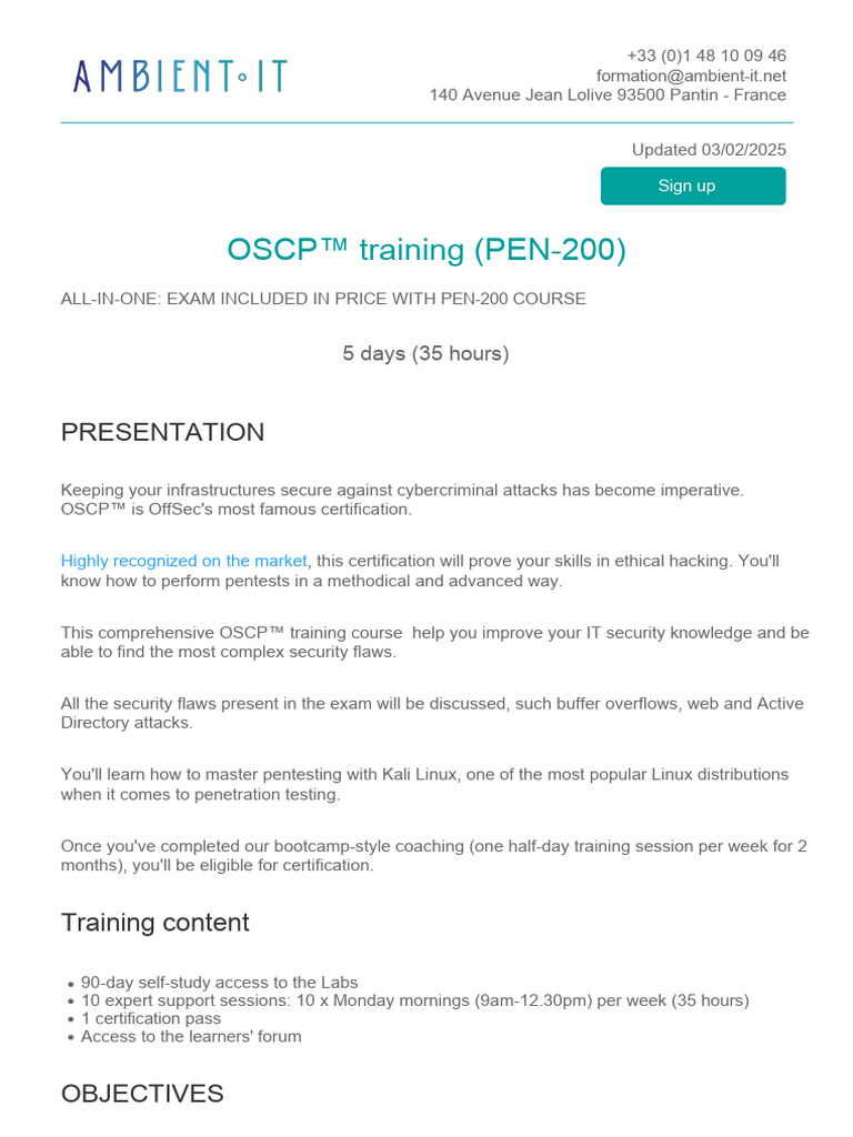 OSCP™ Certification Training Overview | PDF | Penetration Test ...