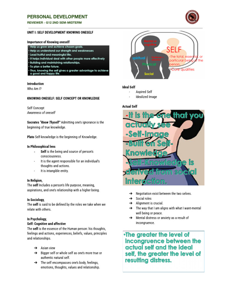 G12 Personal Development Midterm Guide | PDF | Cerebral Hemisphere | Holism
