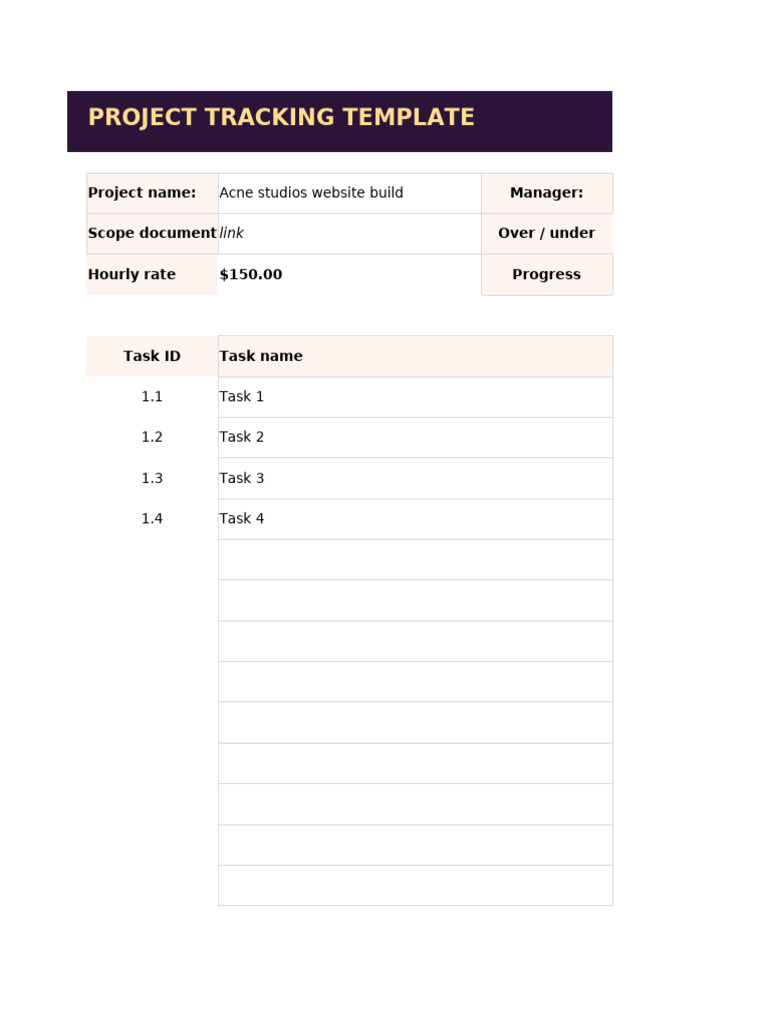Project Budget Task Tracking Template | PDF