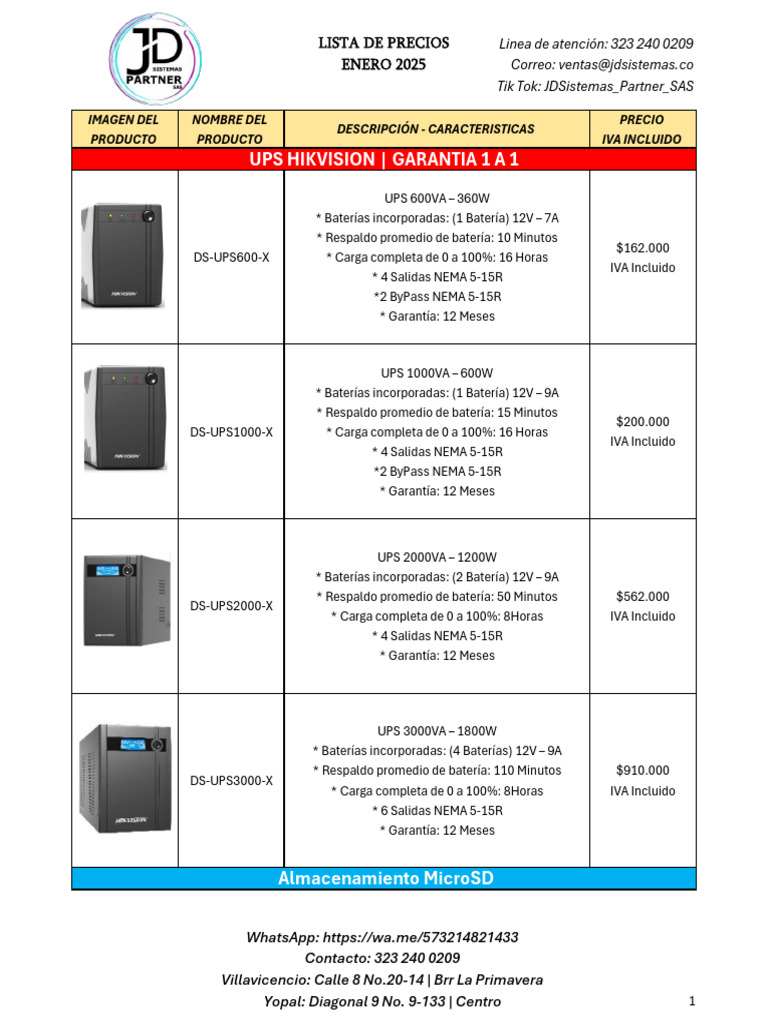 Lista de Precios Productos 2025 | PDF | Disco duro | Unidad de estado ...