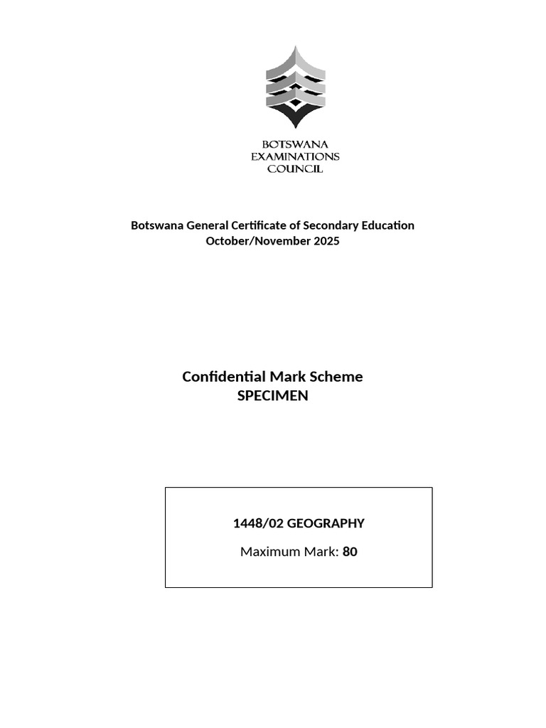 Geography Mark Scheme 2025 Specimen | PDF | Plate Tectonics | Rock ...
