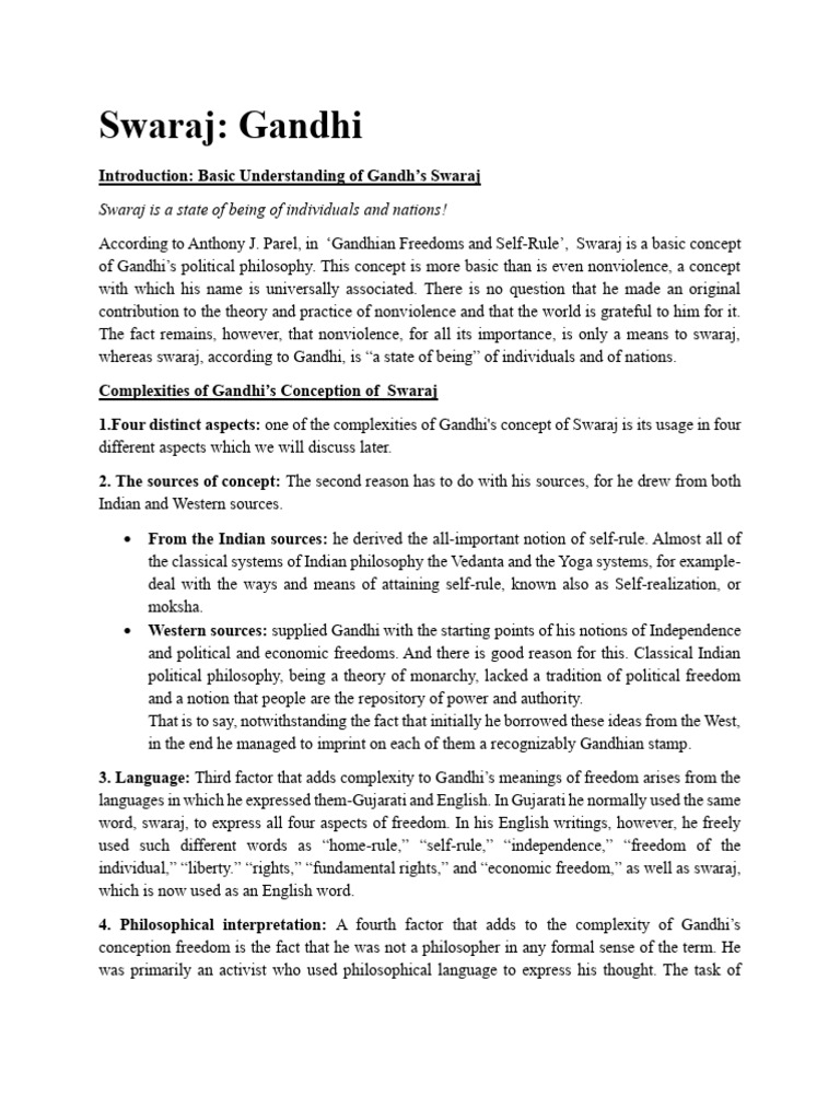 Gandhi Swaraj | PDF | Mahatma Gandhi | Rights