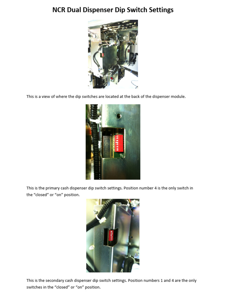 NCR Dual Dispenser Dip Switch Settings | PDF