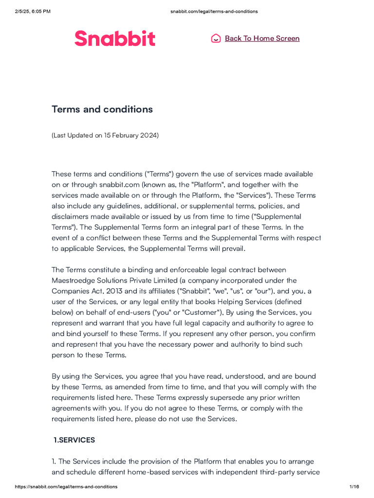 Snabbit Terms and Conditions Overview | PDF | Indemnity | Fee