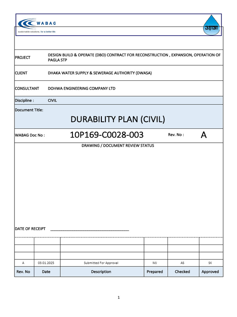 Civil Durability Plan for Pagla STP | PDF | Stairs | Concrete
