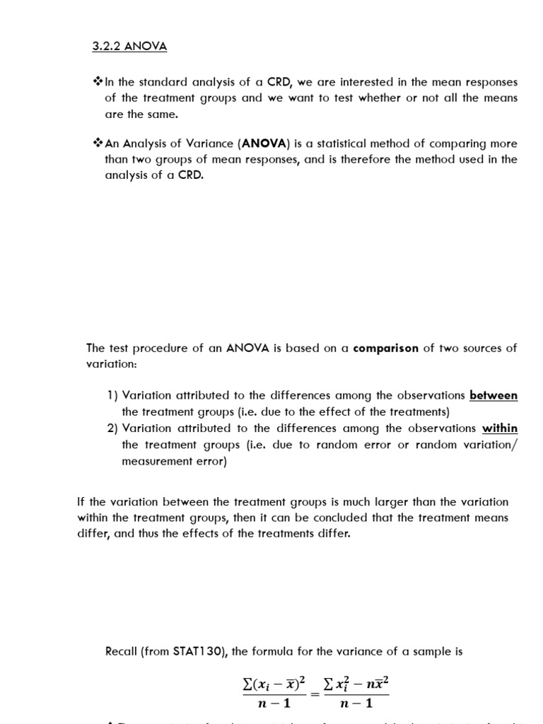 Understanding ANOVA in CRD Analysis | PDF | Errors And Residuals ...