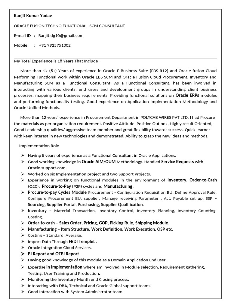 Naukri KUMARRANJIT (19y 0m) | PDF | Supply Chain Management | Oracle ...