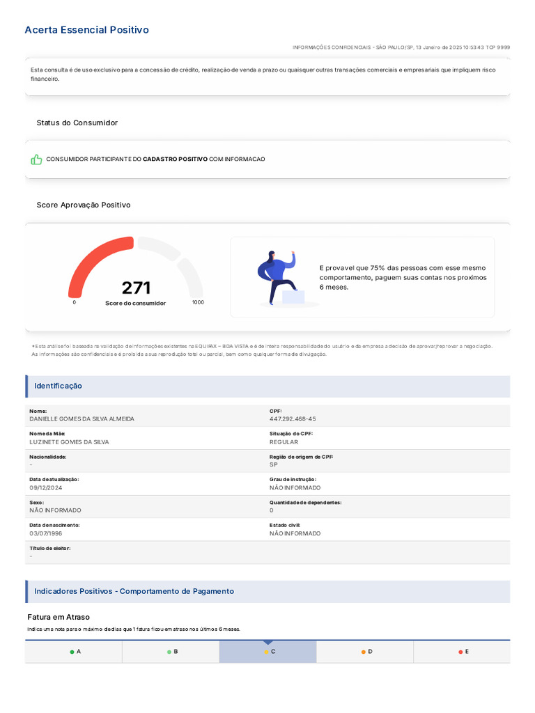 Análise de Crédito: Danielle Almeida SP | PDF | Cheque (banco)