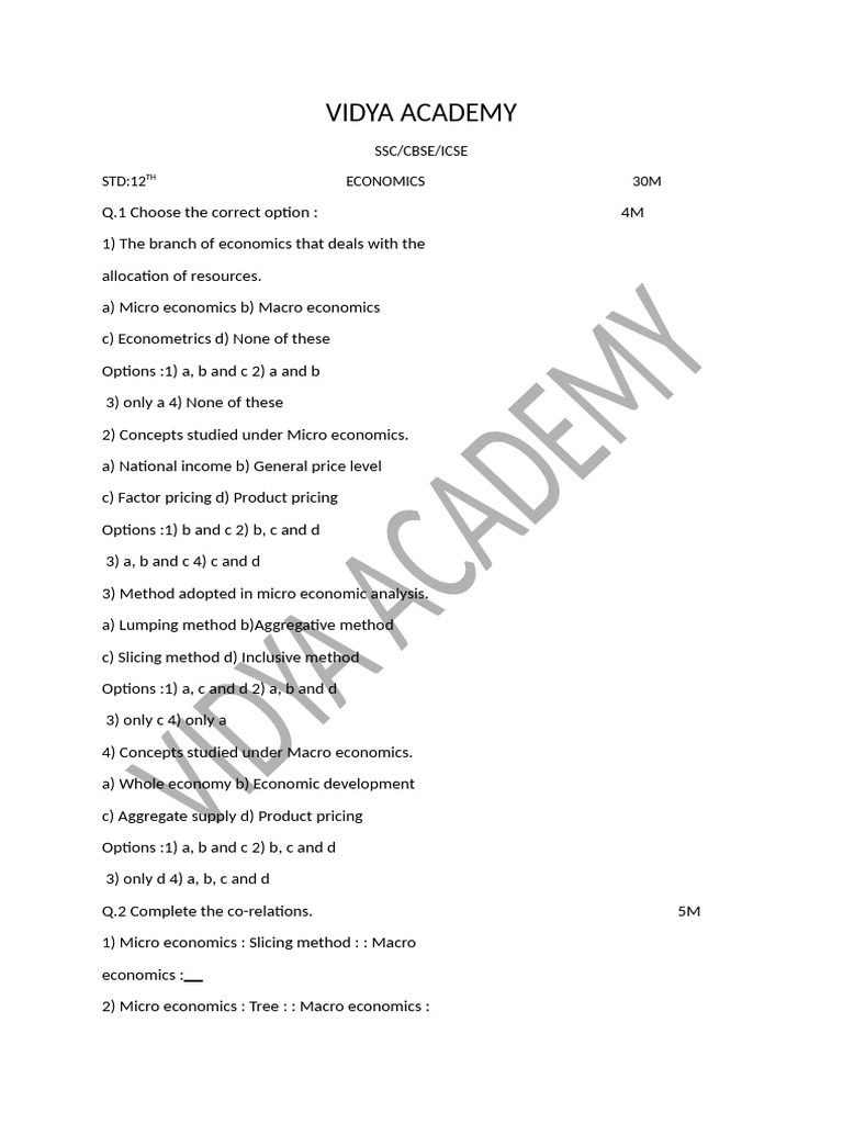 12th Economics 2023 | PDF