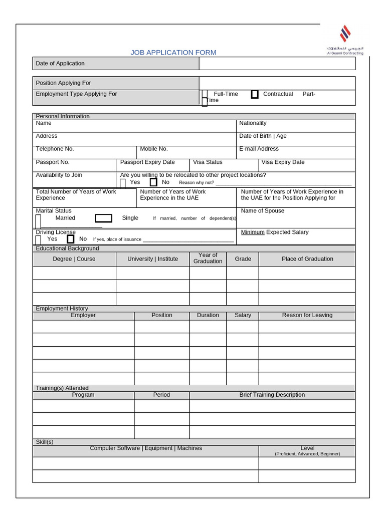 Job Application Form Template | PDF | Recruitment