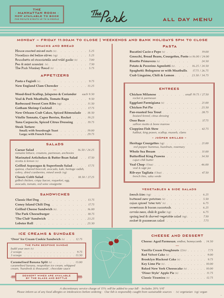 The Park All-Day Menu | PDF | Salad | Foods