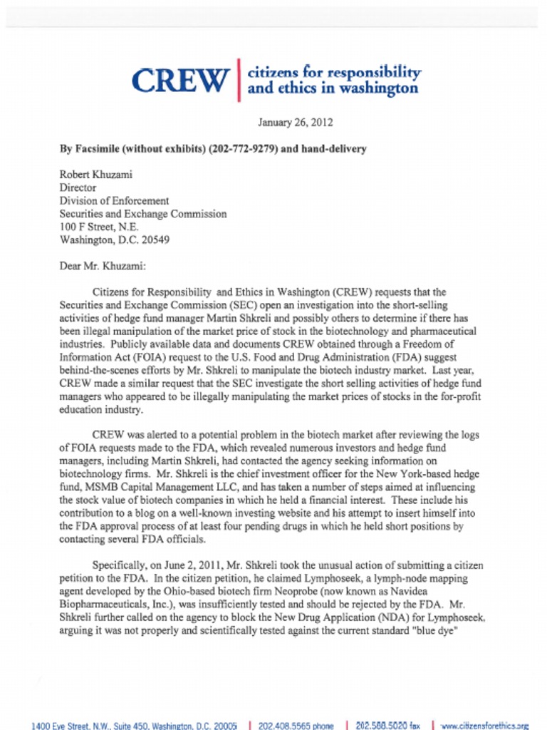 CREW Letter To SEC | PDF | Language Arts & Discipline