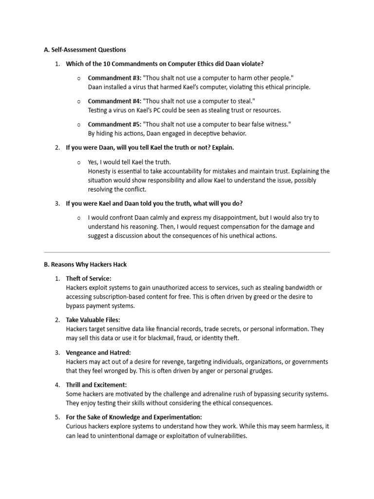Computer Ethics and Hacking Motivations | PDF | Security Hacker ...