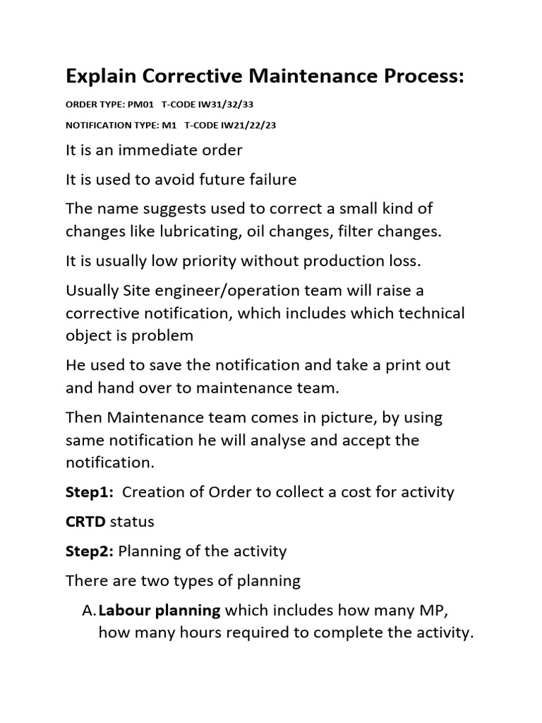 Corrective Maintenance Process Overview | PDF