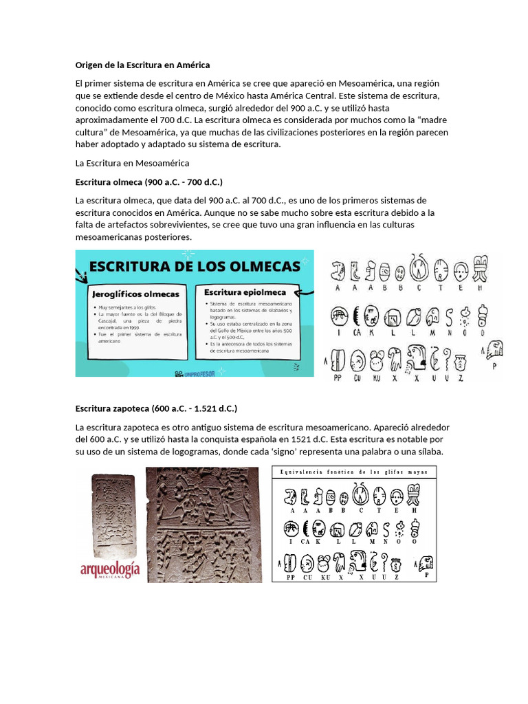 Historia de la Escritura en América | PDF | Mesoamérica | Escritura