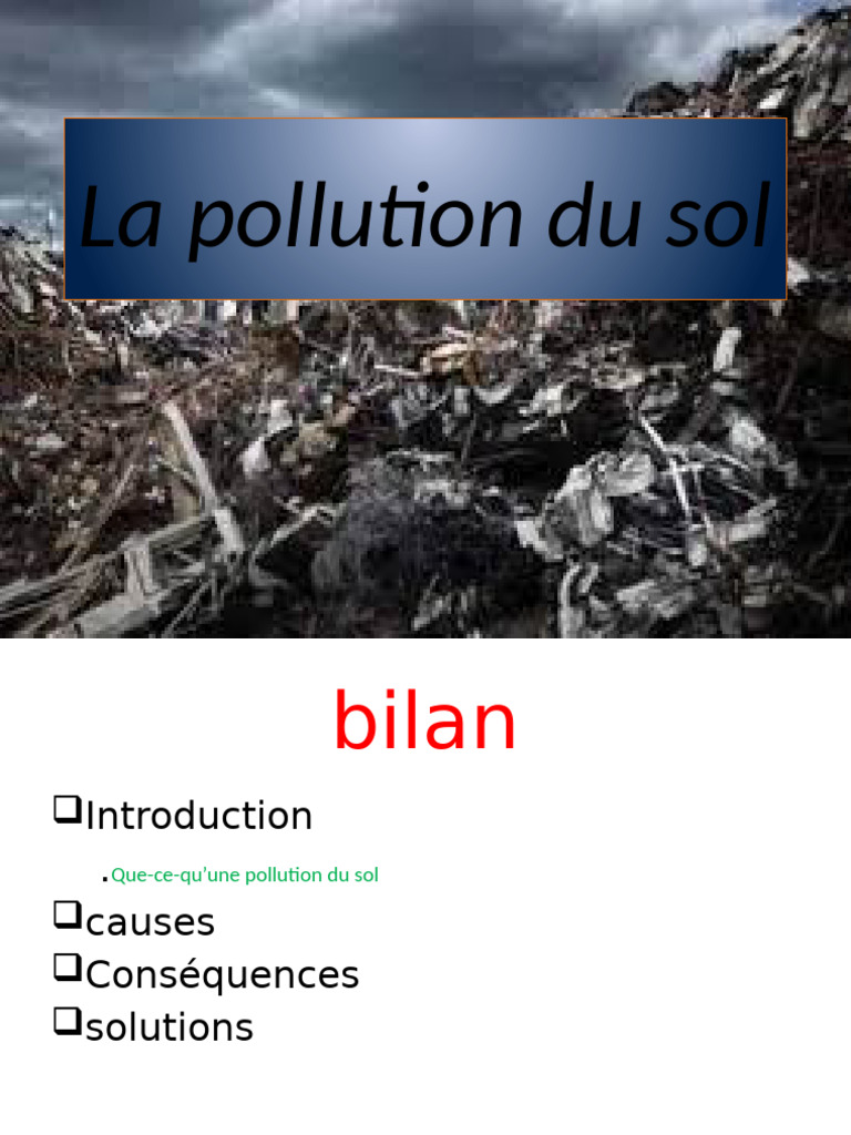 Pollution du sol : causes, conséquences et solutions | PDF