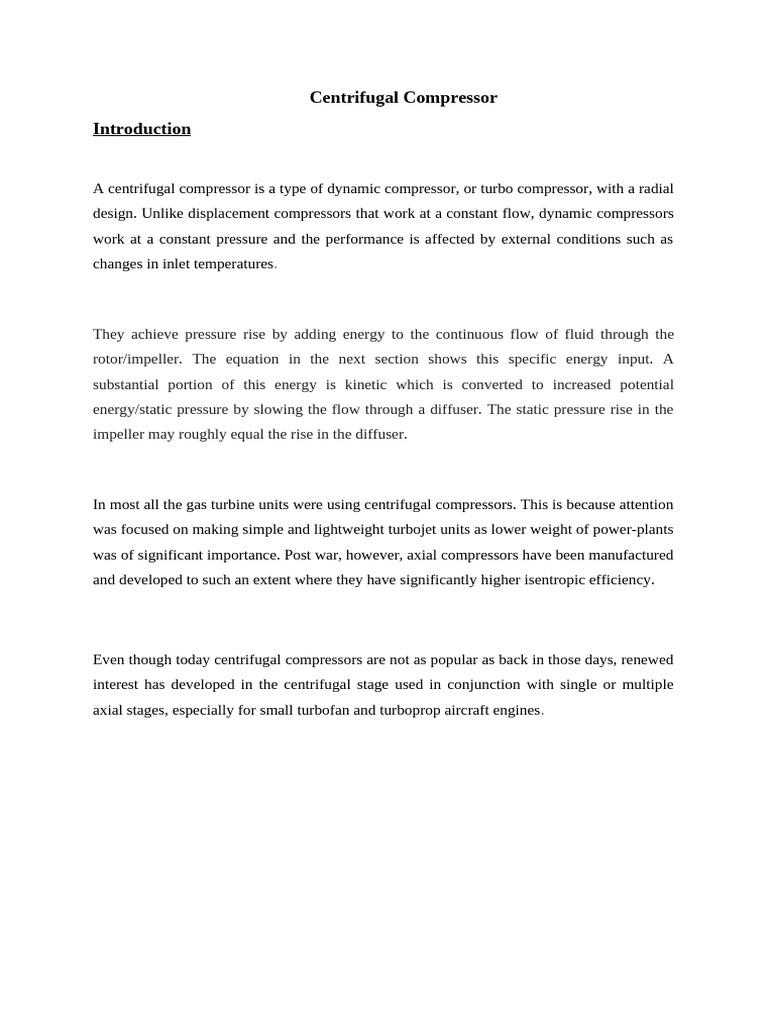 Overview of Centrifugal Compressors | PDF | Turbomachinery | Machines