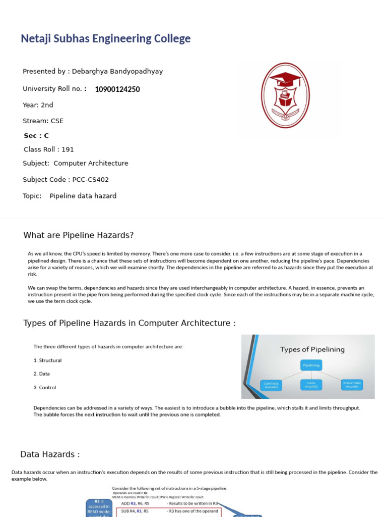 Understanding Pipeline Data Hazards | PDF | Parallel Computing ...