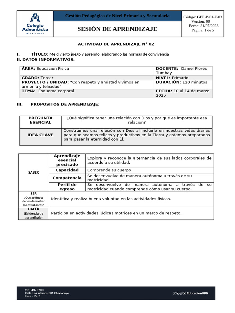 2 Sesión Tercer Grado - Ok | PDF | Aprendizaje | Cognición