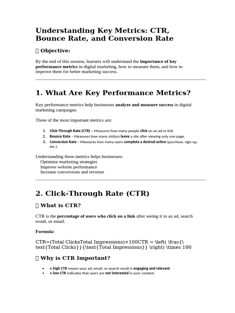 6.1 Understanding Key Metrics | PDF | Digital Marketing | Human ...