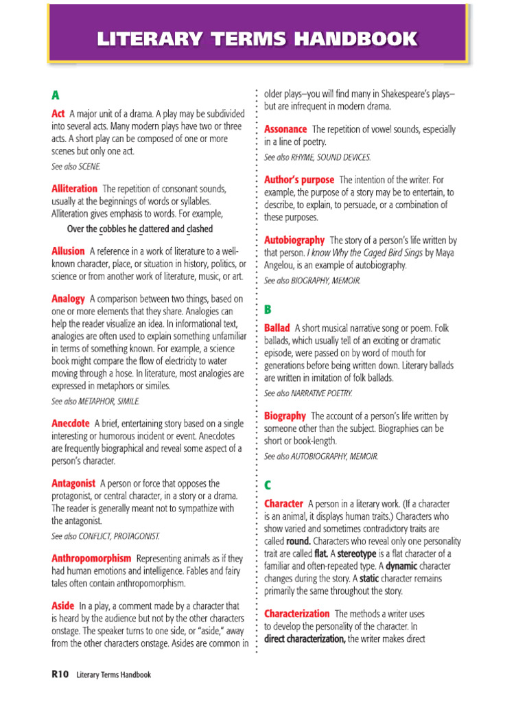 Literary Terms Handbook | PDF